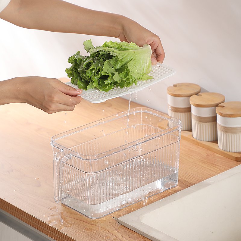 Refrigerator Organizer Bins with Lids And Removable Drain Tray Food Storage Container Fridge Stackable Freezer Bins For Kitchen
