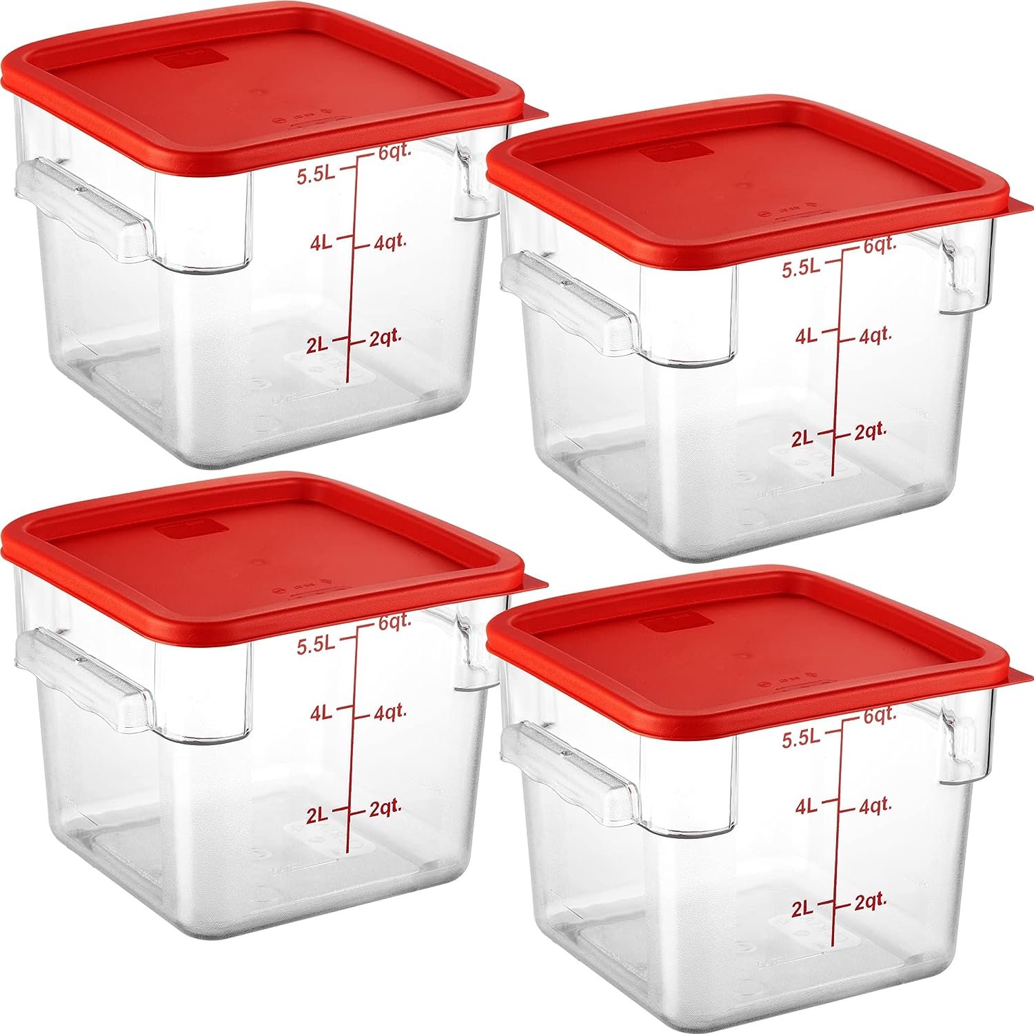 NSF PC Clear Square Polycarbonate Plastic Food Storage Containers Set with Lids