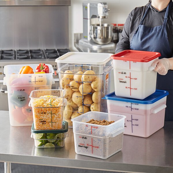 NSF PC Clear Square Polycarbonate Plastic Food Storage Containers Set with Lids