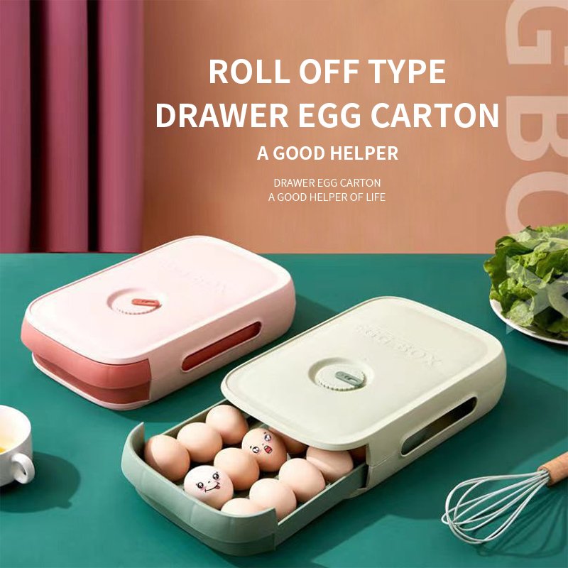 Egg Box Drawer Refrigerator Storage Box Egg Holder Boxes Plastic Kitchen Storage Egg Tray with Lids