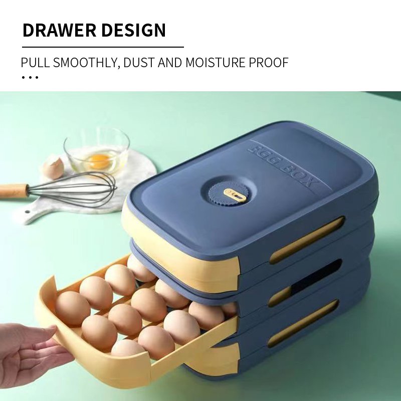 Egg Box Drawer Refrigerator Storage Box Egg Holder Boxes Plastic Kitchen Storage Egg Tray with Lids