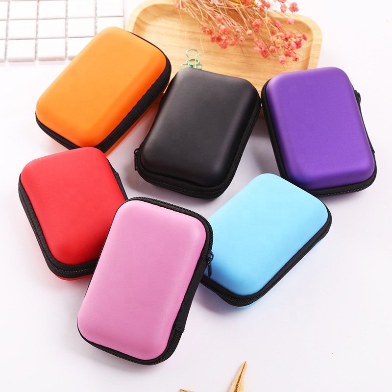 Wholesale Portable Earplug Data Line Storage Case Headphone Case Carrying Zipper EVA Earphone Bag