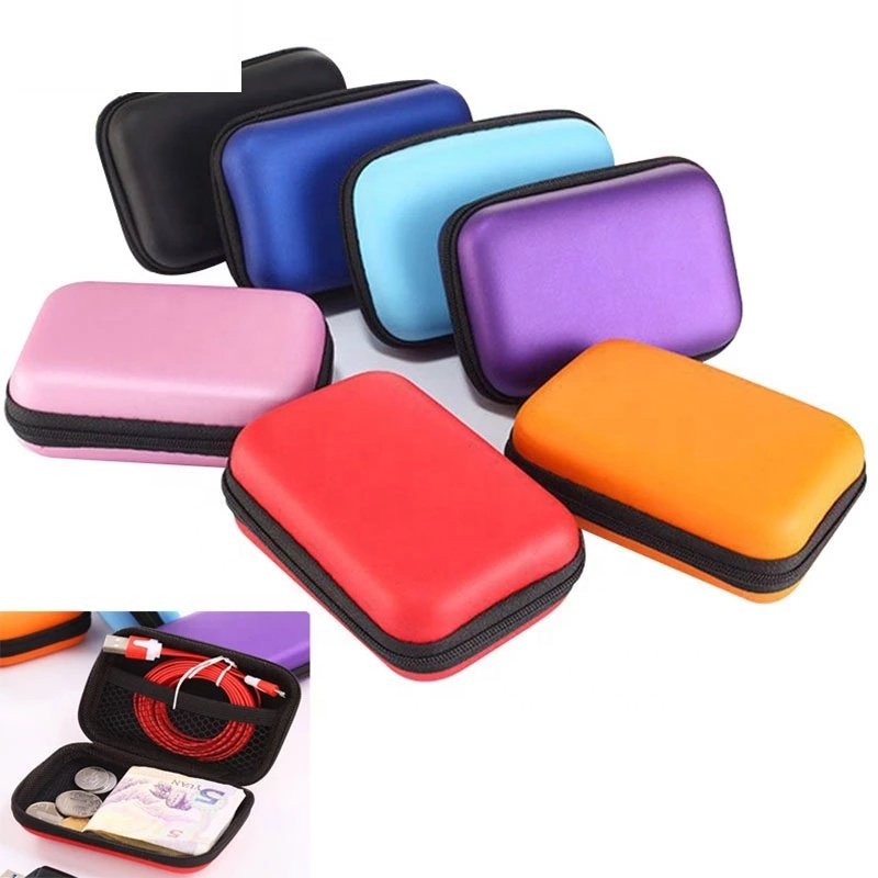 Wholesale Portable Earplug Data Line Storage Case Headphone Case Carrying Zipper EVA Earphone Bag