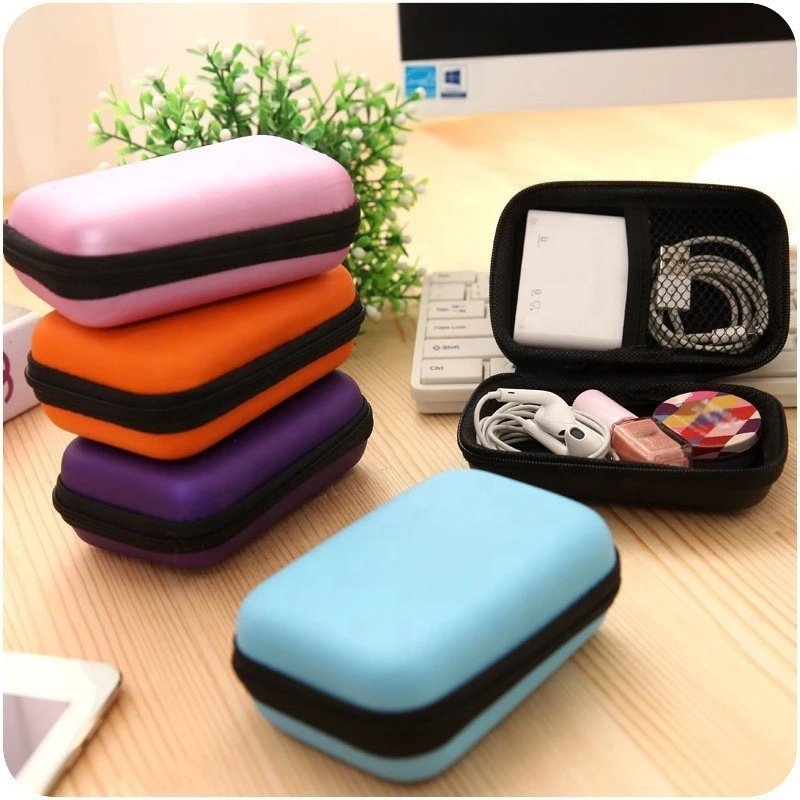 Wholesale Portable Earplug Data Line Storage Case Headphone Case Carrying Zipper EVA Earphone Bag