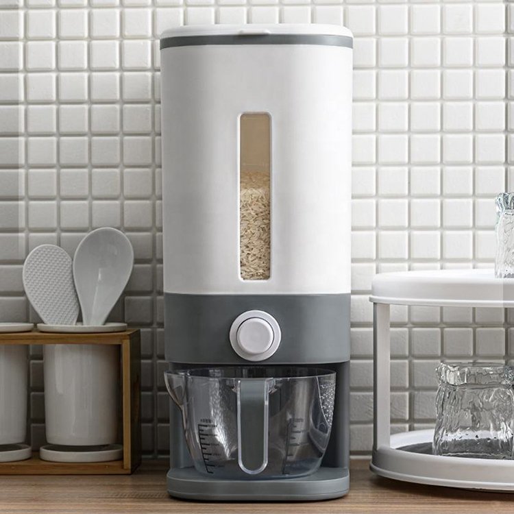 Plastic Rice Grain Dispenser Storage Box Kitchen Cat Dry Cereal Bulk Food Container Dispenser
