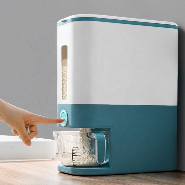 Plastic Rice Grain Dispenser Storage Box Kitchen Cat Dry Cereal Bulk Food Container Dispenser