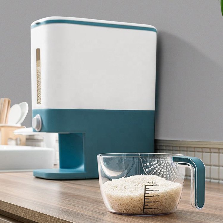 Plastic Rice Grain Dispenser Storage Box Kitchen Cat Dry Cereal Bulk Food Container Dispenser