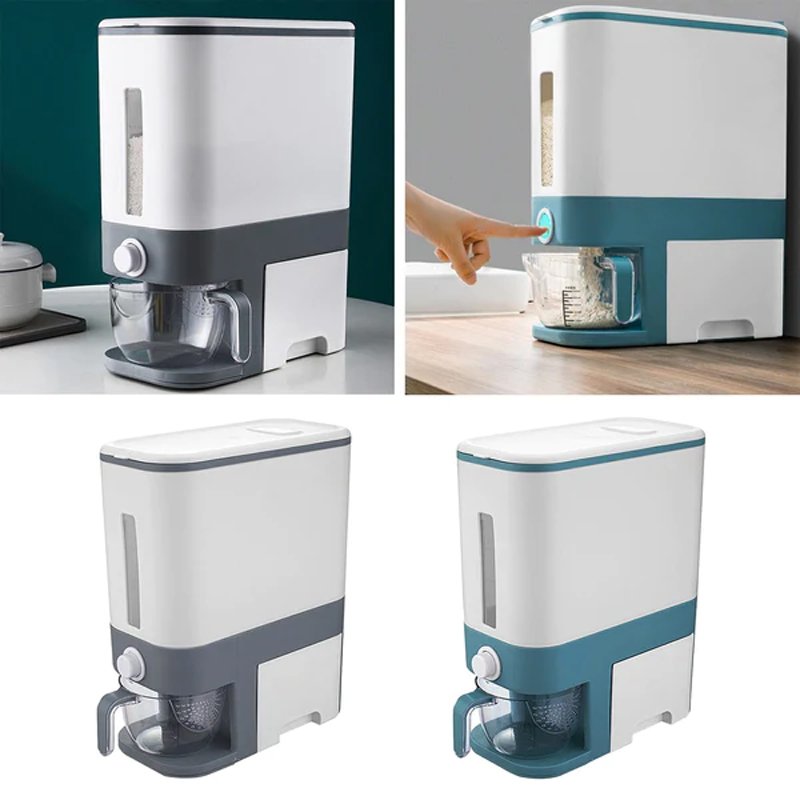 Plastic Rice Grain Dispenser Storage Box Kitchen Cat Dry Cereal Bulk Food Container Dispenser