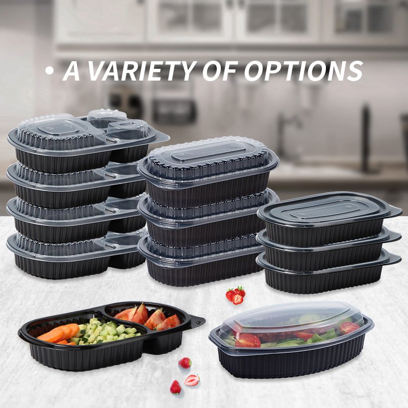Wholesale Disposable 2 Compartment Food Container With Lids For Airtight Take Away Food Storage Containers