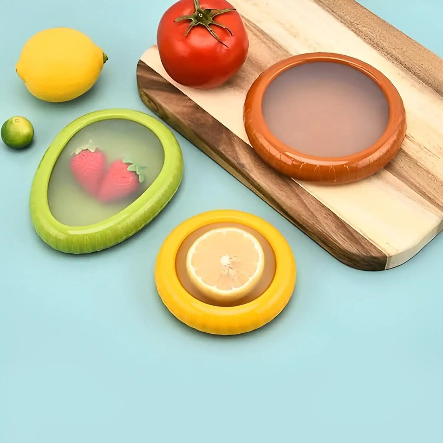 Silicone Fruit Vegetable Anti-Oxidation Storage Box Fruit Storage Containers for Fridge Avocado Keeper Fresher