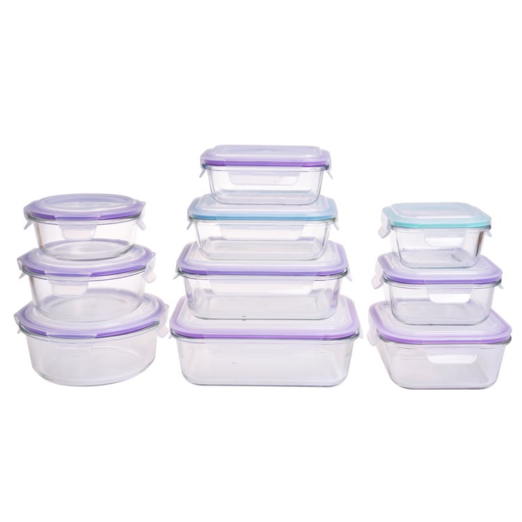 IKOO hot sale products free samples high borosilicate glass food storage container set with airtight lid