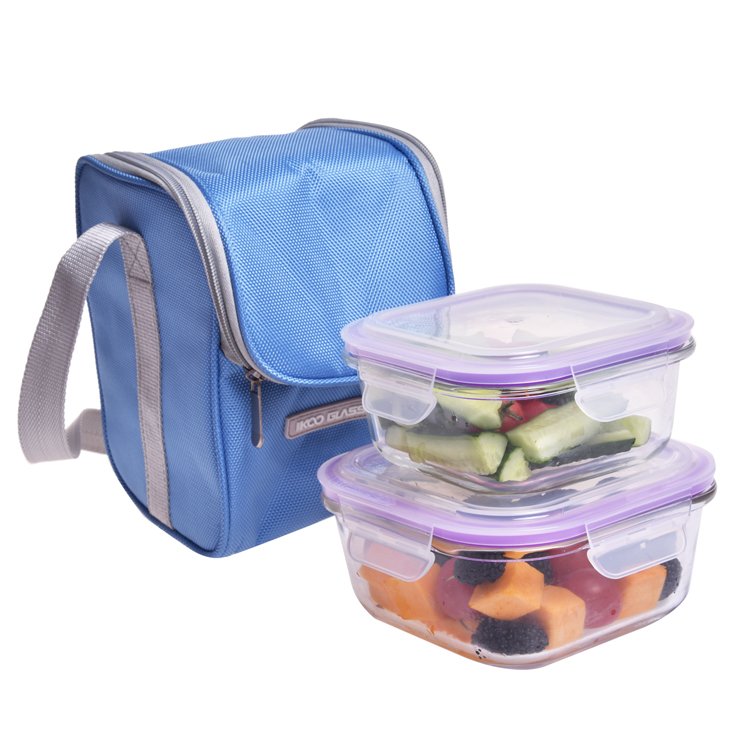 IKOO hot sale products free samples high borosilicate glass food storage container set with airtight lid
