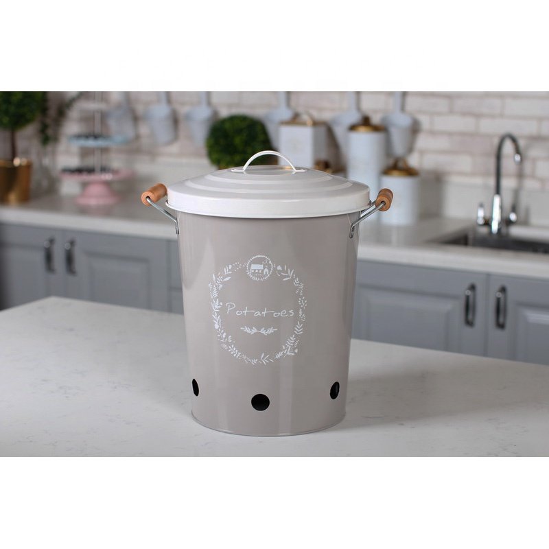 3 Pack Metal Farmhouse Food Storage and Container Potato Storage Onion Garlic Canister Set