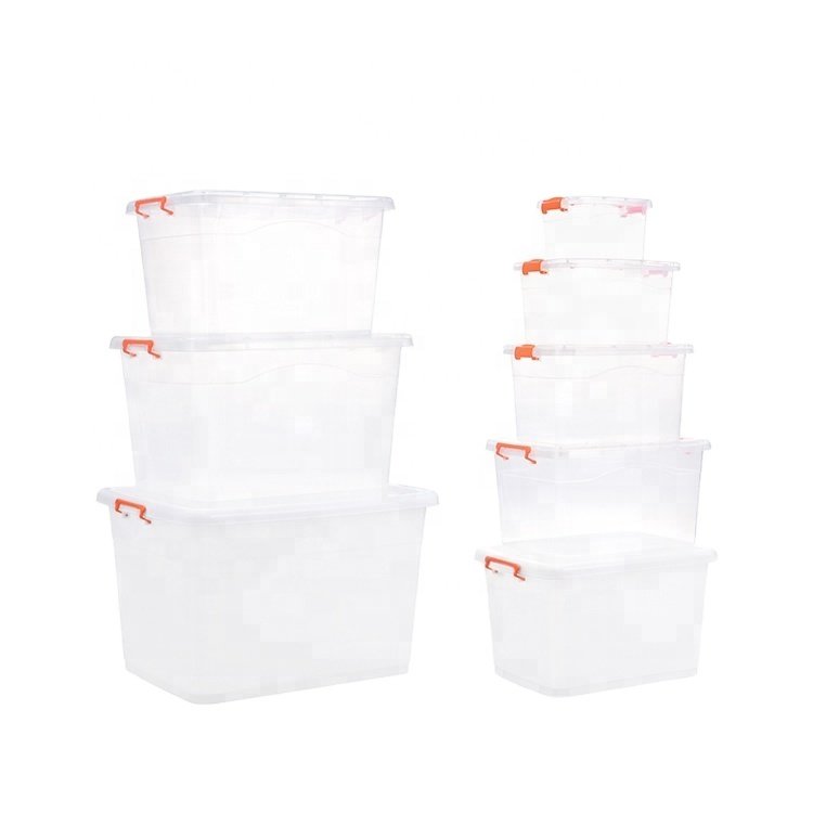 Customization 5L-160L New Design 50l Clear Plastic Transparent Storage Box