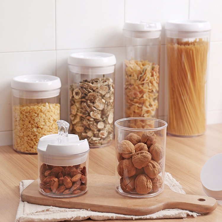 Round sealed container Kitchen supplies storage container grains cereals transparent plastic storage box