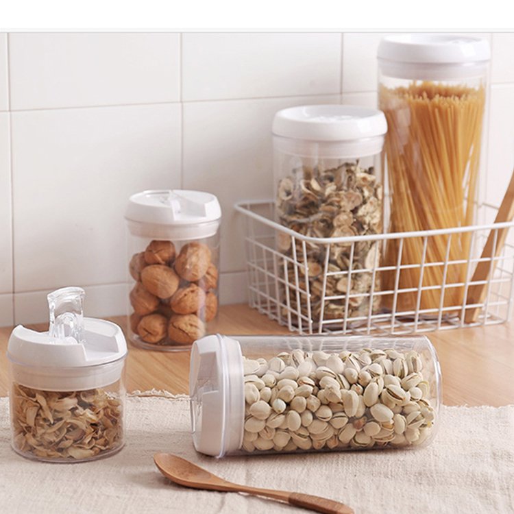 Round sealed container Kitchen supplies storage container grains cereals transparent plastic storage box
