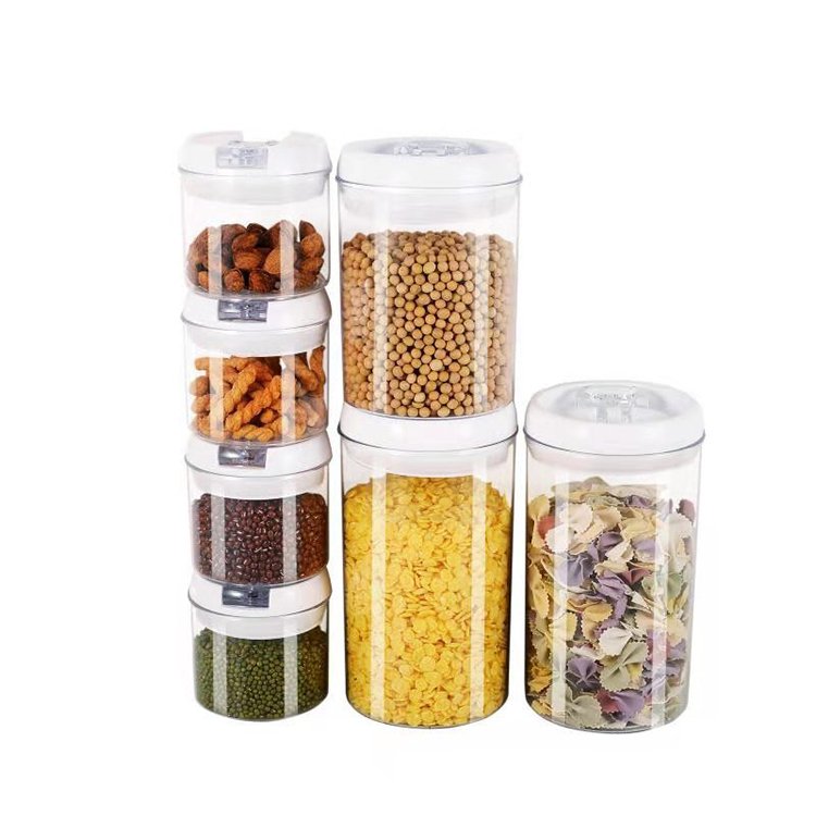 Round sealed container Kitchen supplies storage container grains cereals transparent plastic storage box