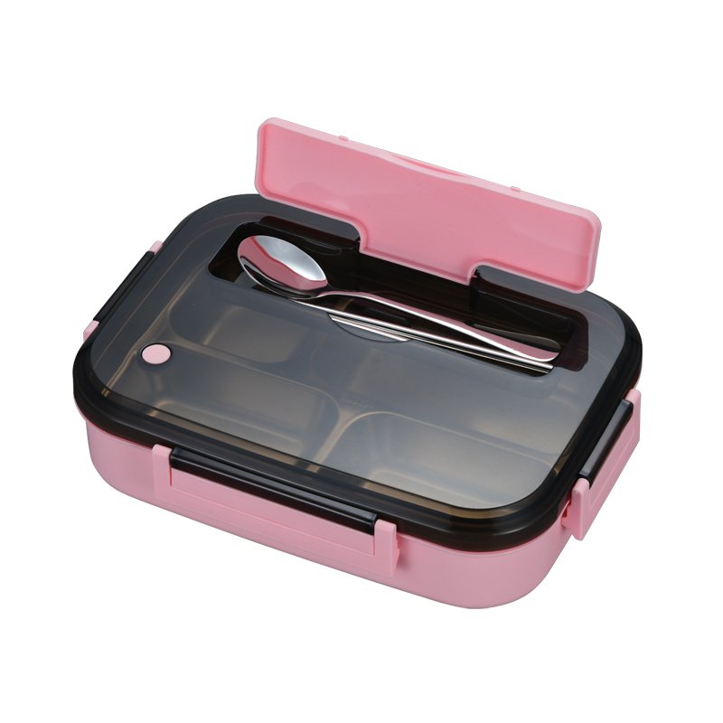 kids thermal stainless steel food container 3 compartments leakproof bento lunchbox with cutlery