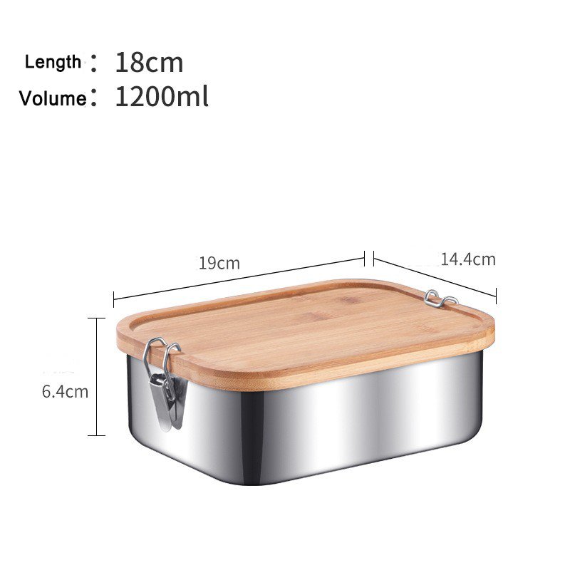 stainless steel Food Storage Container Food Container lunch box stainless steel snack container with bamboo lid