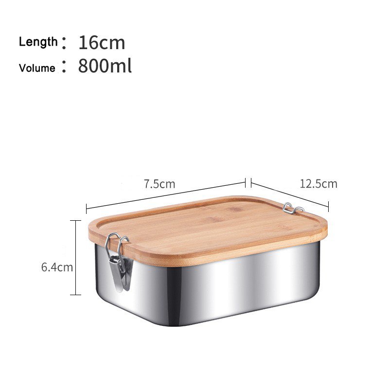 stainless steel Food Storage Container Food Container lunch box stainless steel snack container with bamboo lid