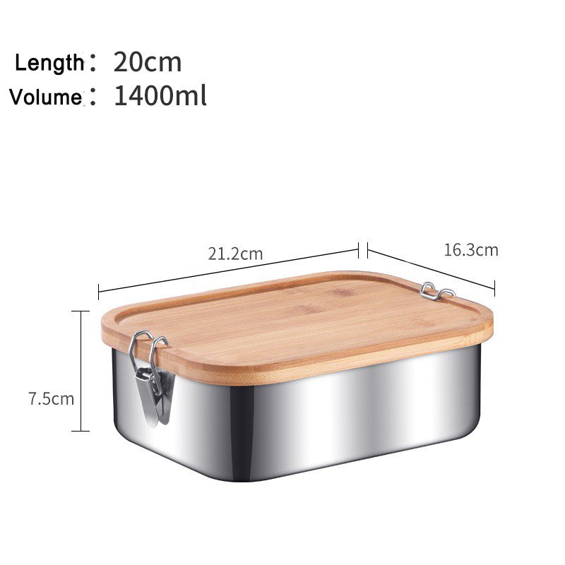stainless steel Food Storage Container Food Container lunch box stainless steel snack container with bamboo lid