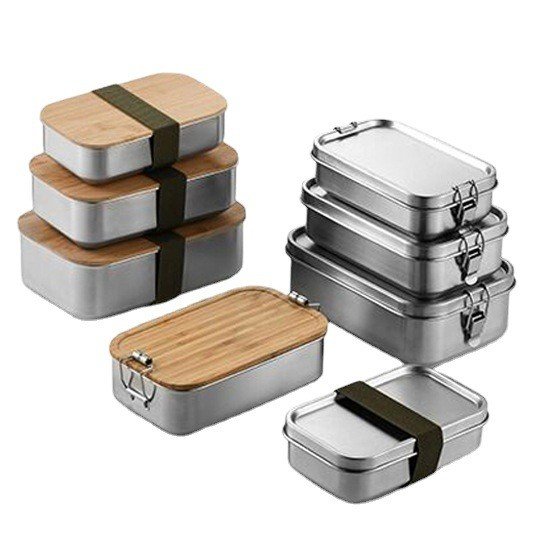 stainless steel Food Storage Container Food Container lunch box stainless steel snack container with bamboo lid