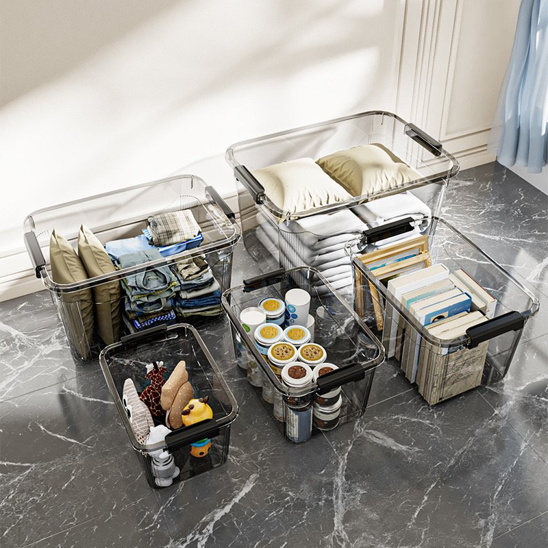 Transparent storage box plastic extra large storage box extra large capacity dormitory clothes organizing storage box wholesale