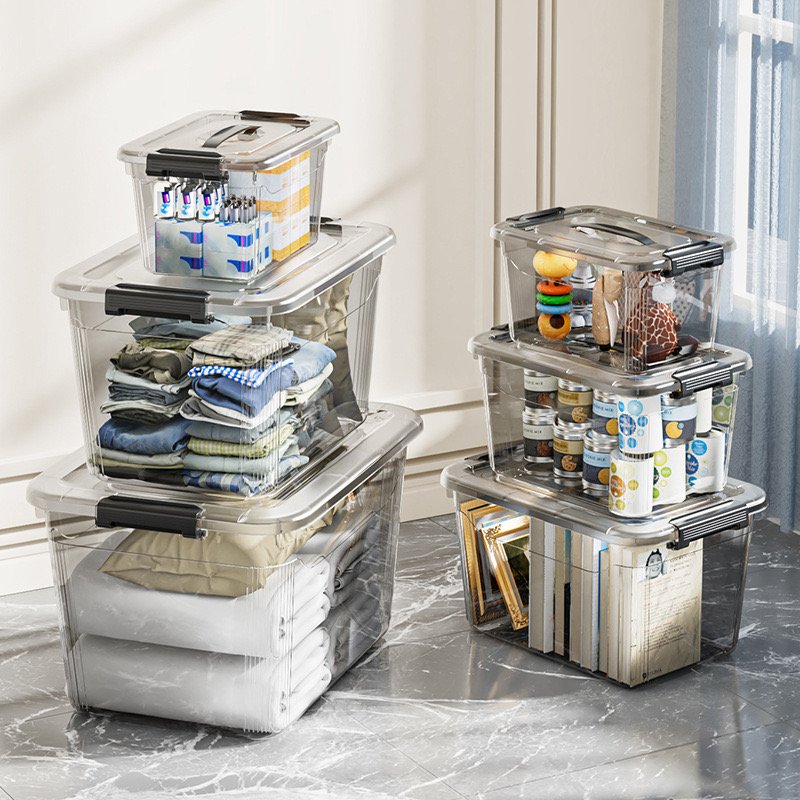 Transparent storage box plastic extra large storage box extra large capacity dormitory clothes organizing storage box wholesale
