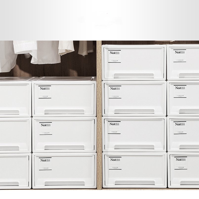 Hot Sale 47 and 53 cm Length Plastic Pure White Stackable Drawer Organizer For Tidy Room