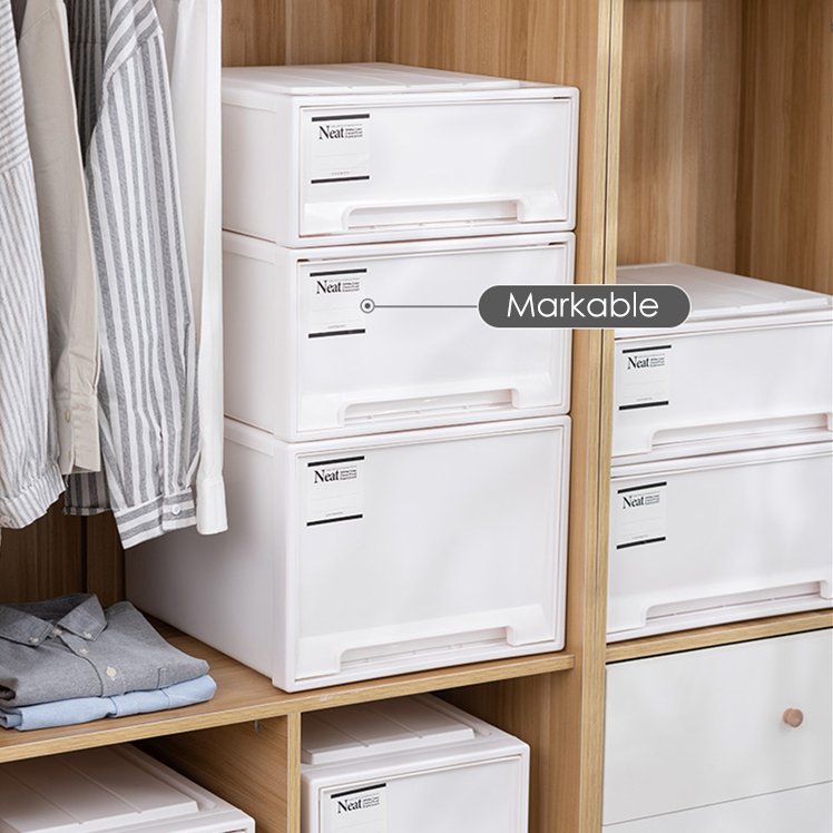 Hot Sale 47 and 53 cm Length Plastic Pure White Stackable Drawer Organizer For Tidy Room