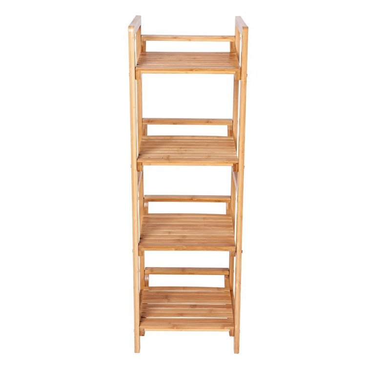 Wholesale Multifunctional Kitchen Bamboo Furniture Shelf Tower Free Standing Rack,4 Tier Bamboo Bookcase with Adjustable Shelves