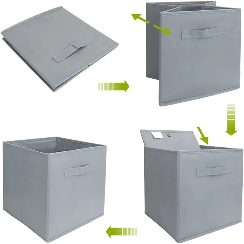 Thick Foldable Storage Box Collapsible Bin Cubes Storage Basket Toy Organizer Boxes With Sturdy Handle For Wardrobe