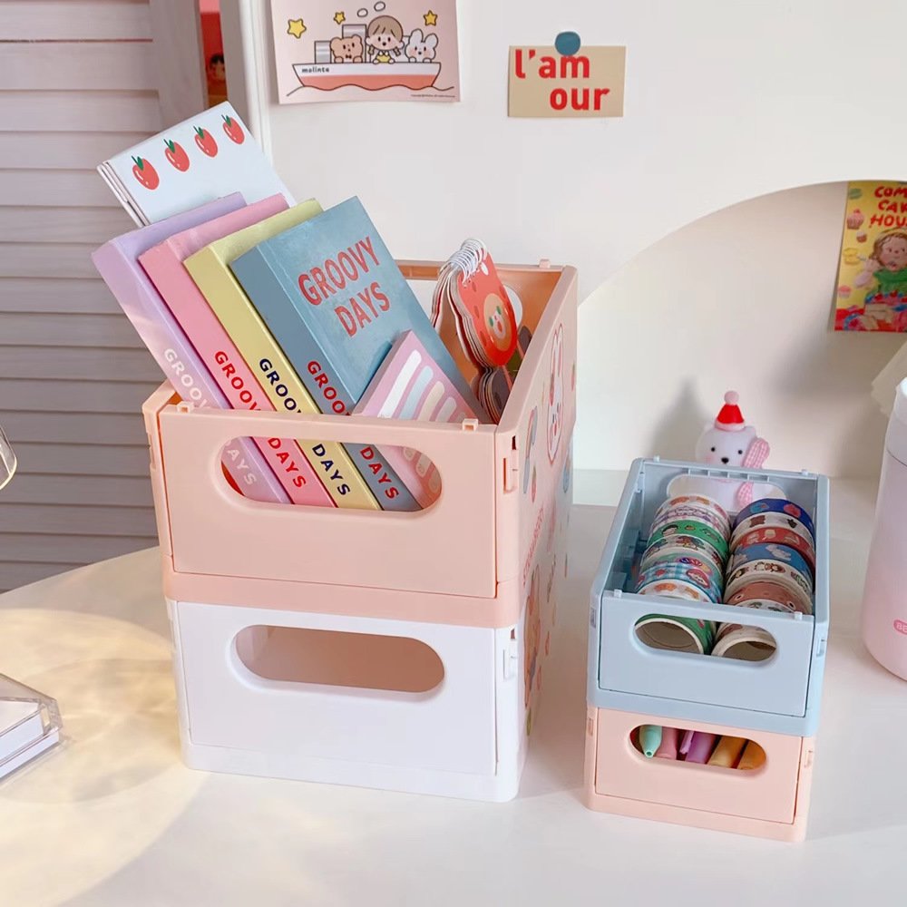 Home desktop storage box book snack toy storage basket sundries small basket foldable storage box