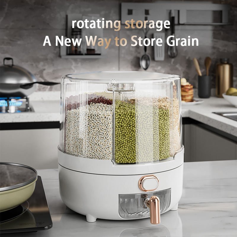Kitchen Multifunction Rotate Food Bean Cereal Portable Rice Dispenser Storage Cereals Multi Grain Dispenser