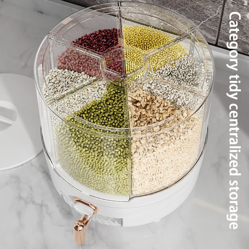 Kitchen Multifunction Rotate Food Bean Cereal Portable Rice Dispenser Storage Cereals Multi Grain Dispenser