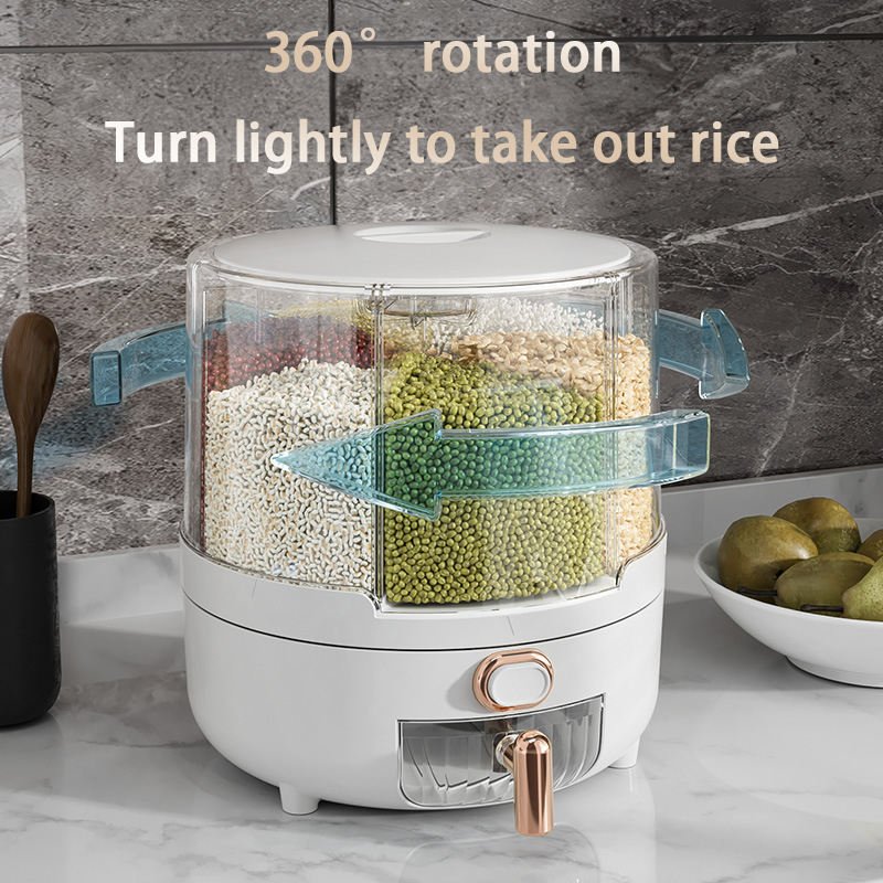 Kitchen Multifunction Rotate Food Bean Cereal Portable Rice Dispenser Storage Cereals Multi Grain Dispenser
