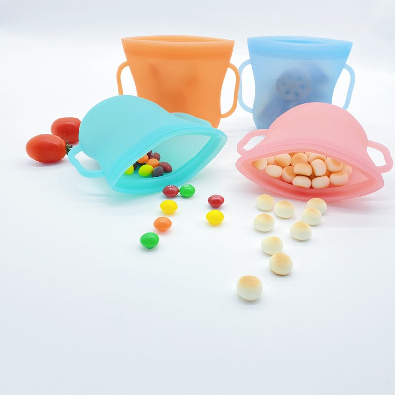 Eco Friendly Resealable Leakproof Food Storage Heat Resistant Silicone Snack Bag Food Grade Silicon Ziplock Bag
