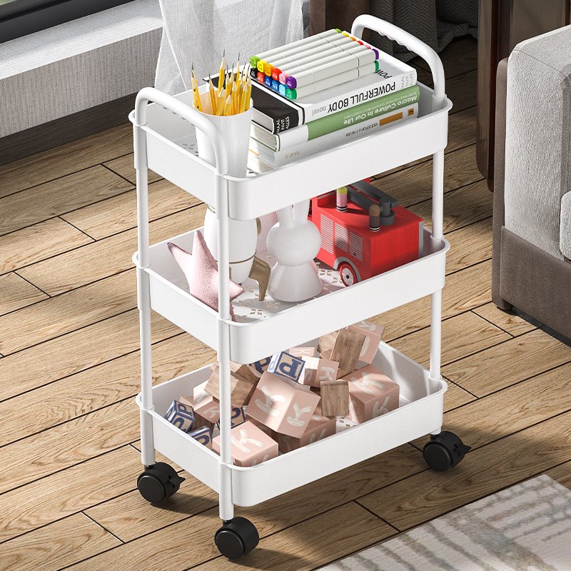 3 Tier Dining Rolling Storage Shelves Hand Kitchen Storage Trolley Cart Organizer Kitchen Accessories Multifunction