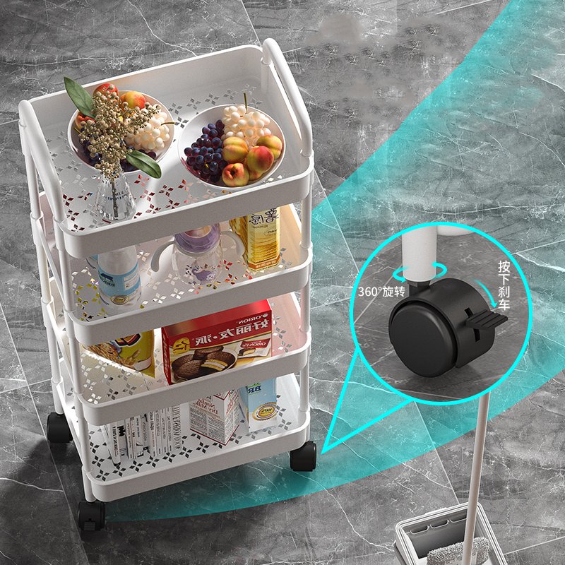 3 Tier Dining Rolling Storage Shelves Hand Kitchen Storage Trolley Cart Organizer Kitchen Accessories Multifunction