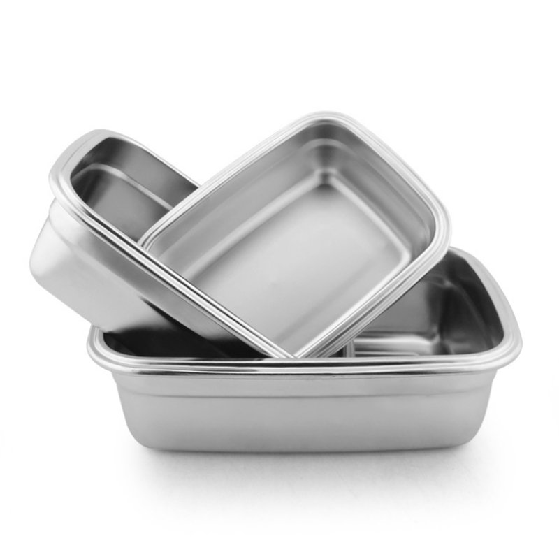 SS304 Fresh keeping Box Oven Frigidaire Storage Container Silicone Sealed Dust Cover Fruit Vegetable Stainless Steel Crisper