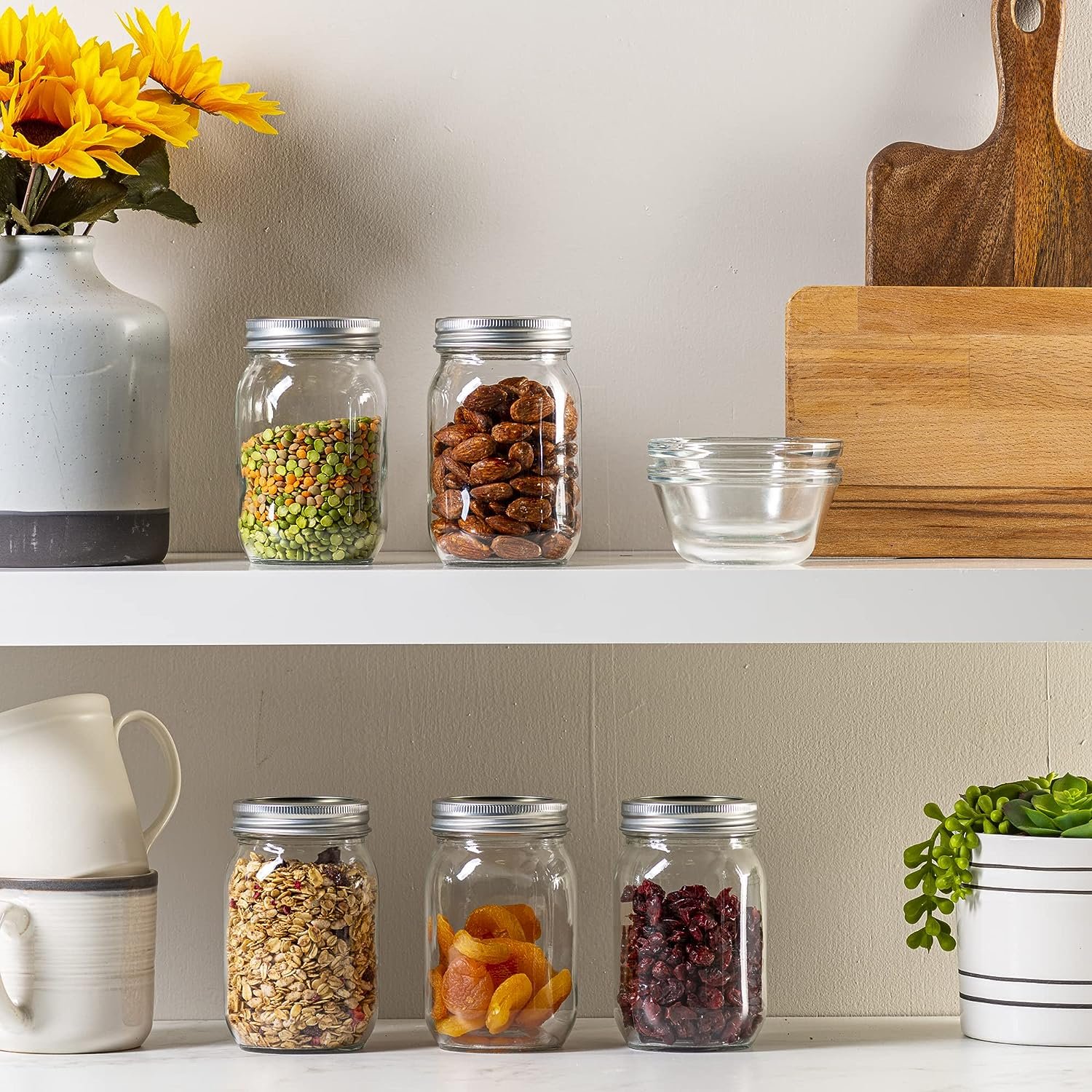 32 oz Glass Mason Jars with Metal Airtight Lids and Bands Mason jars with lid 32 oz