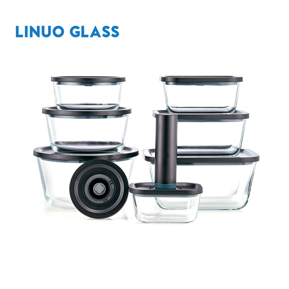 Linuo Vacuum Canister Preservation Lunch Box Self Vacuuming Food Storage Container Glass