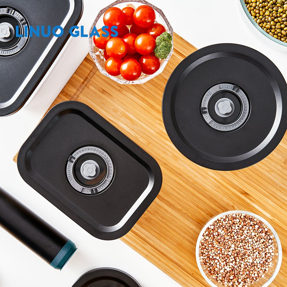 Linuo Vacuum Canister Preservation Lunch Box Self Vacuuming Food Storage Container Glass
