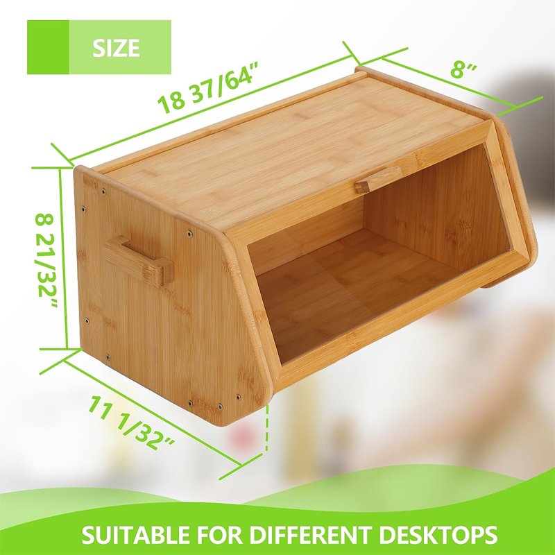 Bread Box keep The Bread Fresh For Kitchen Counter Large Capacity Wooden Food Storage Container Farmhouse Bamboo Bread Box