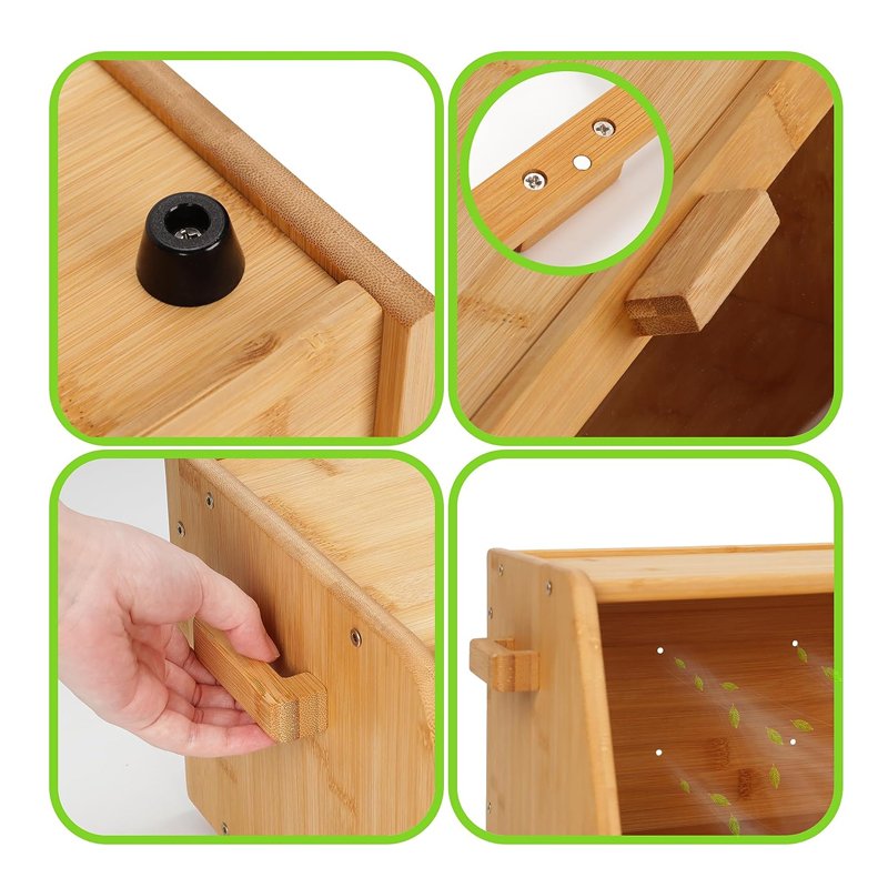 Bread Box keep The Bread Fresh For Kitchen Counter Large Capacity Wooden Food Storage Container Farmhouse Bamboo Bread Box