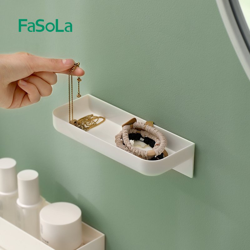 FaSoLa Wall Mounted Storage Box for Bathroom Decor Draining Shower Caddies Kitchen Condiment Bottles Holder Office Organizer
