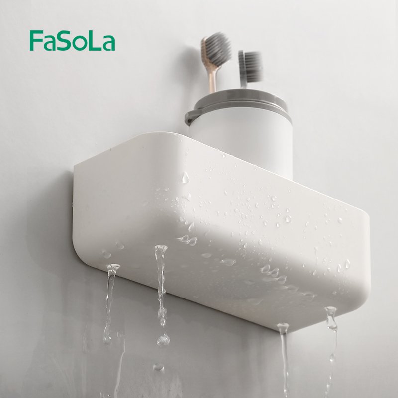 FaSoLa Wall Mounted Storage Box for Bathroom Decor Draining Shower Caddies Kitchen Condiment Bottles Holder Office Organizer