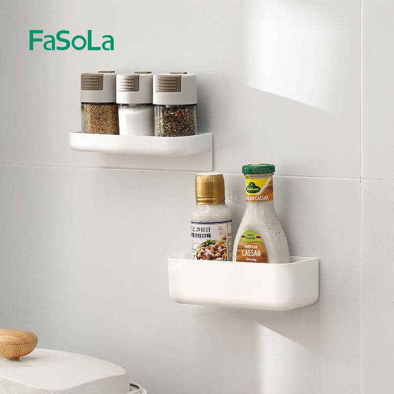 FaSoLa Wall Mounted Storage Box for Bathroom Decor Draining Shower Caddies Kitchen Condiment Bottles Holder Office Organizer