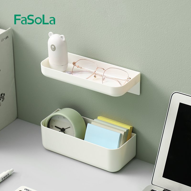FaSoLa Wall Mounted Storage Box for Bathroom Decor Draining Shower Caddies Kitchen Condiment Bottles Holder Office Organizer