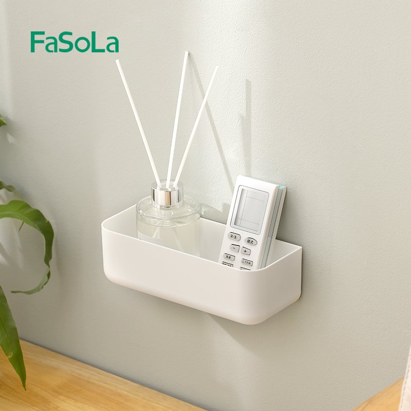 FaSoLa Wall Mounted Storage Box for Bathroom Decor Draining Shower Caddies Kitchen Condiment Bottles Holder Office Organizer